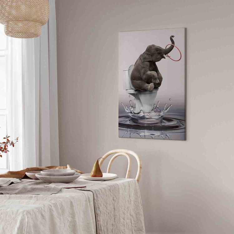 Canvas Art Print Surfing (1-piece) Vertical - fantasy elephant surfing in water 132193 additionalImage 11