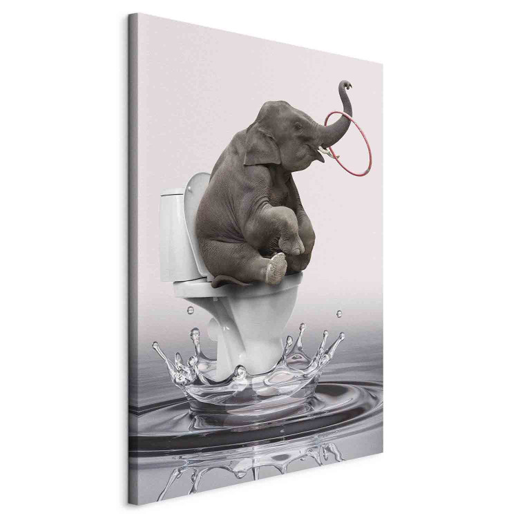 Canvas Art Print Surfing (1-piece) Vertical - fantasy elephant surfing in water 132193 additionalImage 2