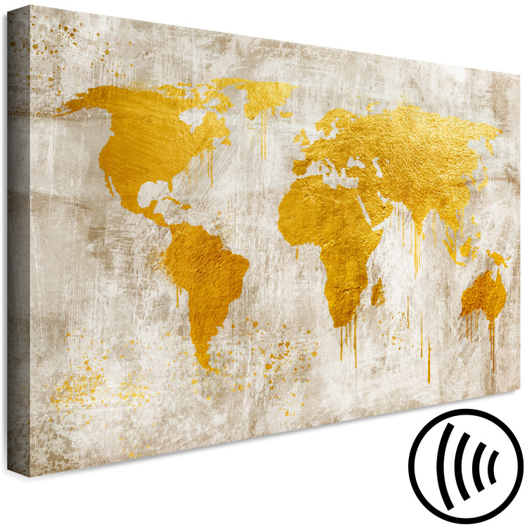 Canvas Print Golden Continents (1-piece) Wide - world map in retro style 134393 additionalImage 6