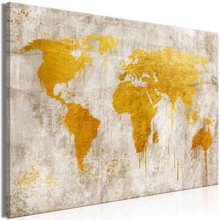 Canvas Print Golden Continents (1-piece) Wide - world map in retro style 134393 additionalImage 2