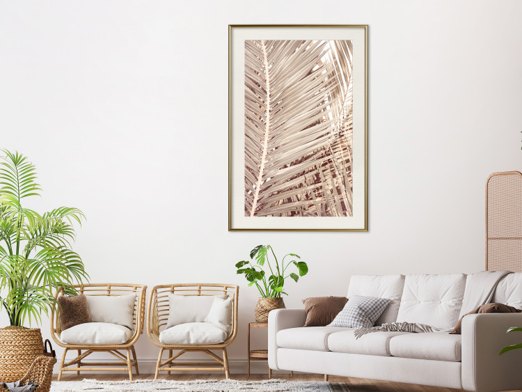 Wall Poster Beige Palm - composition of tropical palm leaves in golden hue 135293 additionalImage 6