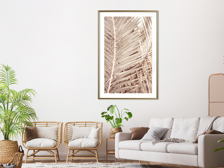 Wall Poster Beige Palm - composition of tropical palm leaves in golden hue 135293 additionalImage 5