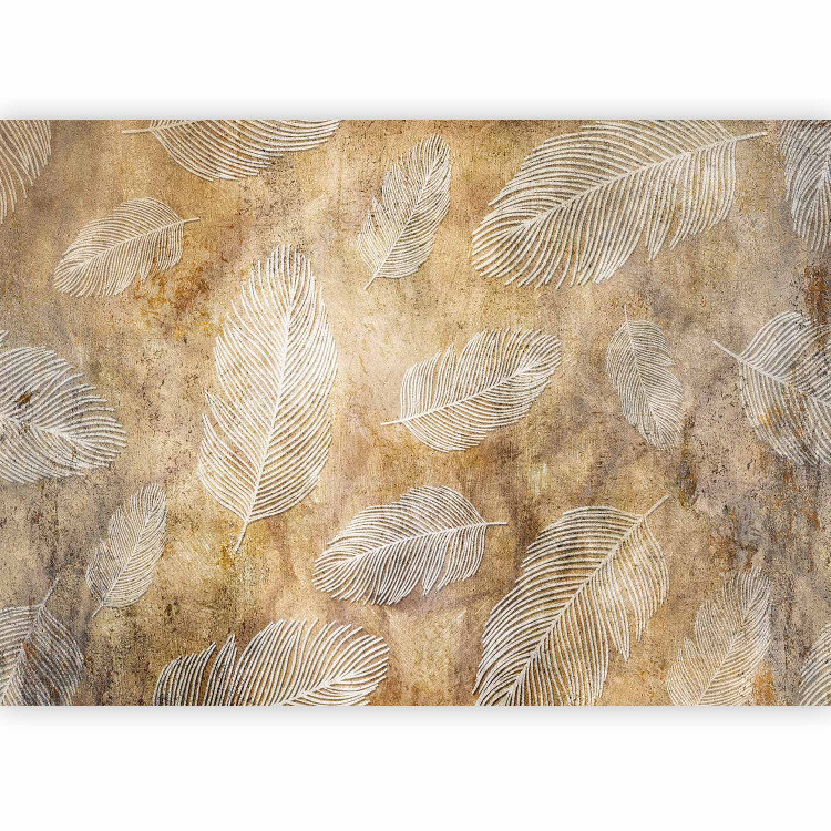 Wall Mural Flying feathers - composition with texture and white scandi boho patterns 136093 additionalImage 1