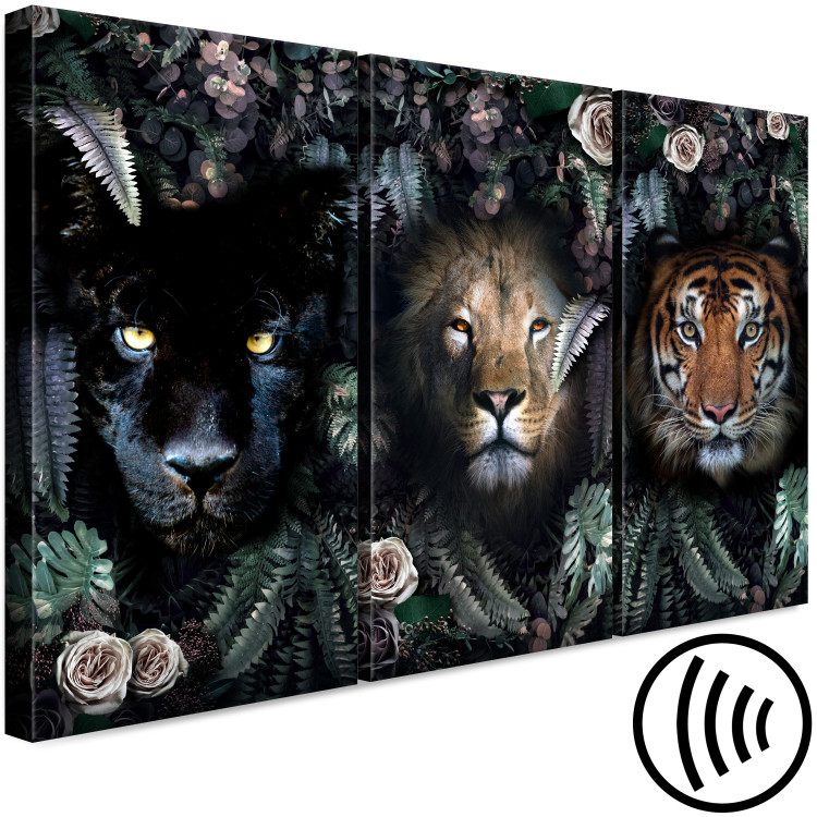 Canvas Print Wild Cats (3-piece) - exotic animals in dense jungle 138593 additionalImage 6