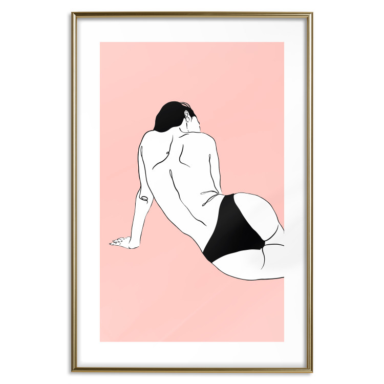 Poster Female Body - silhouette of a white woman on a pastel pink background 138893 additionalImage 20