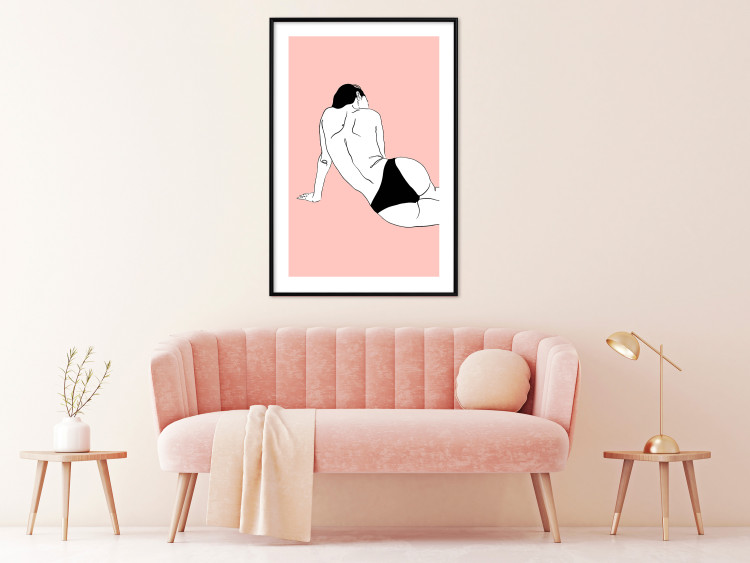 Poster Female Body - silhouette of a white woman on a pastel pink background 138893 additionalImage 4