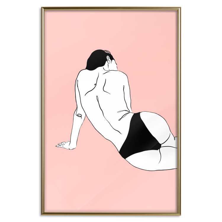 Poster Female Body - silhouette of a white woman on a pastel pink background 138893 additionalImage 17