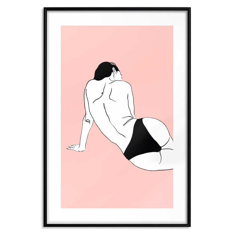 Poster Female Body - silhouette of a white woman on a pastel pink background 138893 additionalImage 18