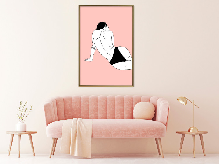 Poster Female Body - silhouette of a white woman on a pastel pink background 138893 additionalImage 13