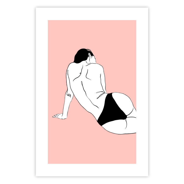 Poster Female Body - silhouette of a white woman on a pastel pink background 138893 additionalImage 15