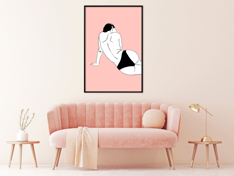 Poster Female Body - silhouette of a white woman on a pastel pink background 138893 additionalImage 10