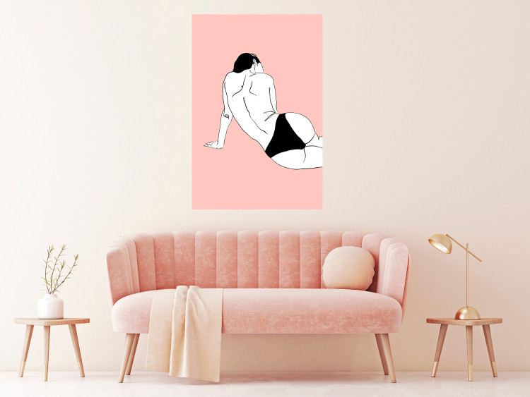 Poster Female Body - silhouette of a white woman on a pastel pink background 138893 additionalImage 7