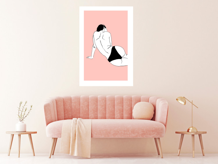 Poster Female Body - silhouette of a white woman on a pastel pink background 138893 additionalImage 8