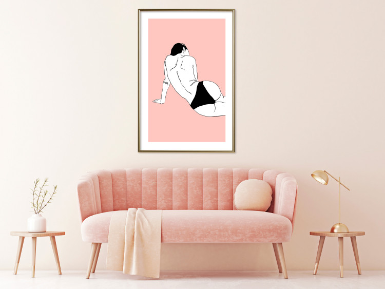 Poster Female Body - silhouette of a white woman on a pastel pink background 138893 additionalImage 11