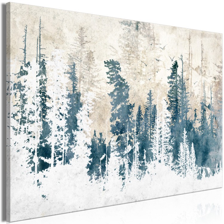 Canvas Art Print Abstract Grove (1-piece) - forest landscape and birds among trees 145293 additionalImage 2