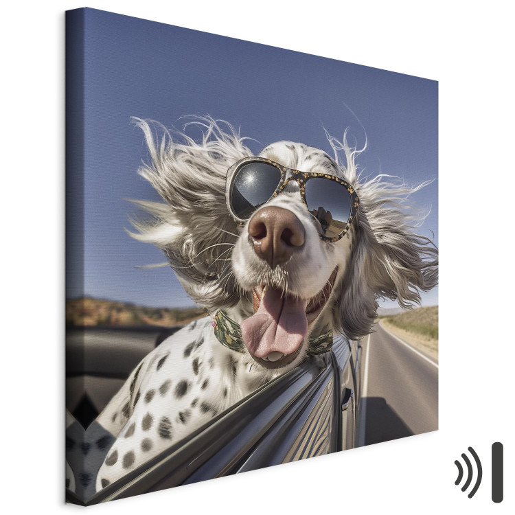 Canvas Art Print AI English Setter Dog - Animal With Glasses Riding in a Car - Square 150193 additionalImage 8