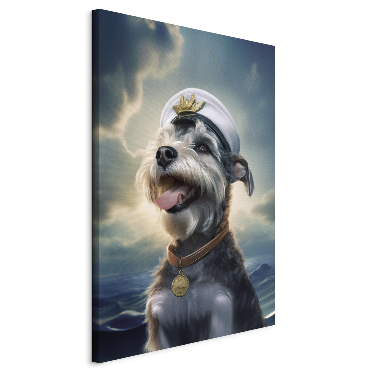 Canvas Print AI Dog Schnauzer - Portrait of a Fantasy Animal in the Role of a Sailor - Vertical 150293 additionalImage 2