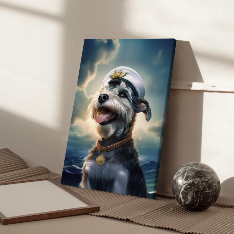 Canvas Print AI Dog Schnauzer - Portrait of a Fantasy Animal in the Role of a Sailor - Vertical 150293 additionalImage 5
