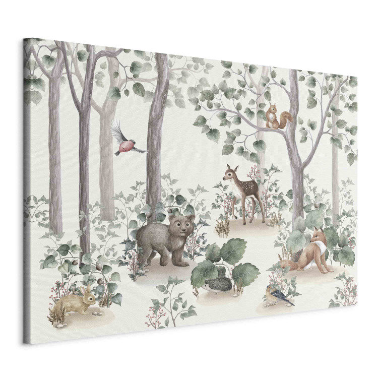 Canvas Art Print Forest Story - A Watercolor Composition for Children With Animals 151193 additionalImage 2
