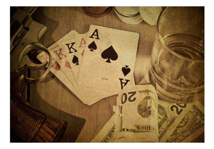 Photo Wallpaper Men's Evening - Money poker game with a retro sepia effect 61093 additionalImage 1