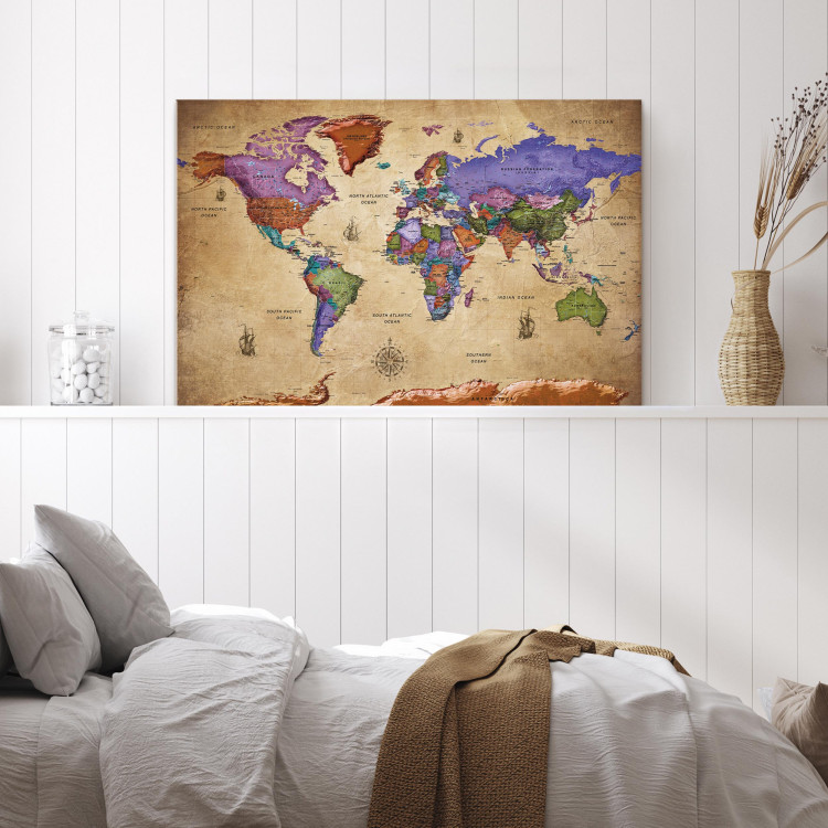 Canvas Print Colorful Journeys (1-part) Wide - World Map in English 107204 additionalImage 9