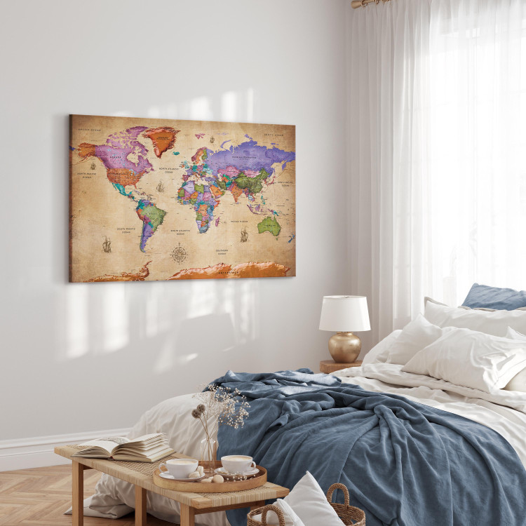 Canvas Print Colorful Journeys (1-part) Wide - World Map in English 107204 additionalImage 11