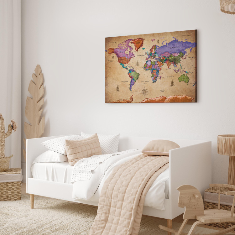 Canvas Print Colorful Journeys (1-part) Wide - World Map in English 107204 additionalImage 10
