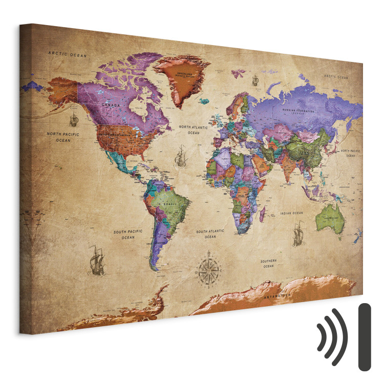 Canvas Print Colorful Journeys (1-part) Wide - World Map in English 107204 additionalImage 8