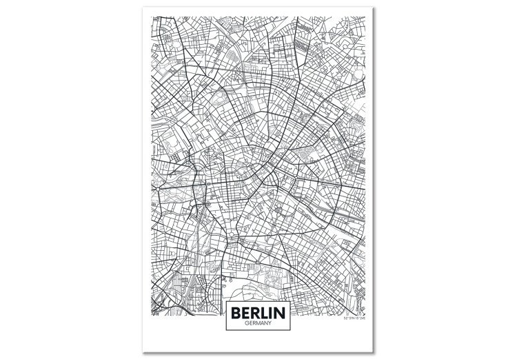 Canvas Plan of Berlin - black and white map of a part of the city 114104