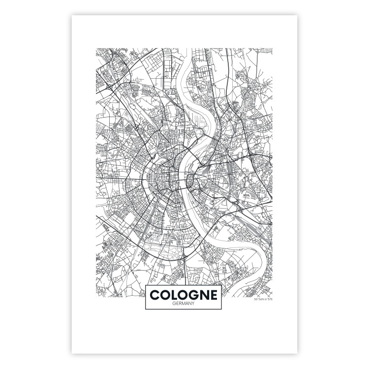 Wall Poster Cologne Map - black and white map of the German city on a light background 114404 additionalImage 19