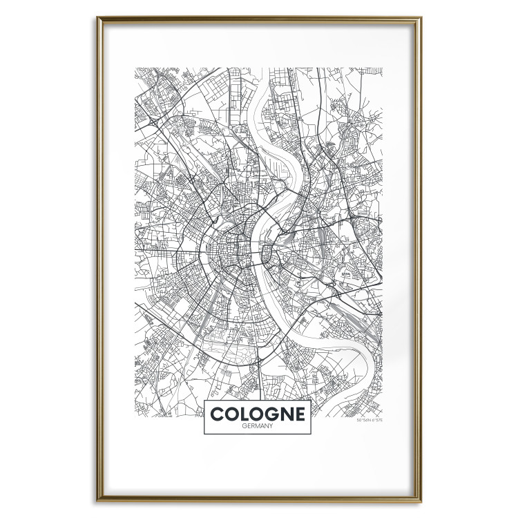 Wall Poster Cologne Map - black and white map of the German city on a light background 114404 additionalImage 14