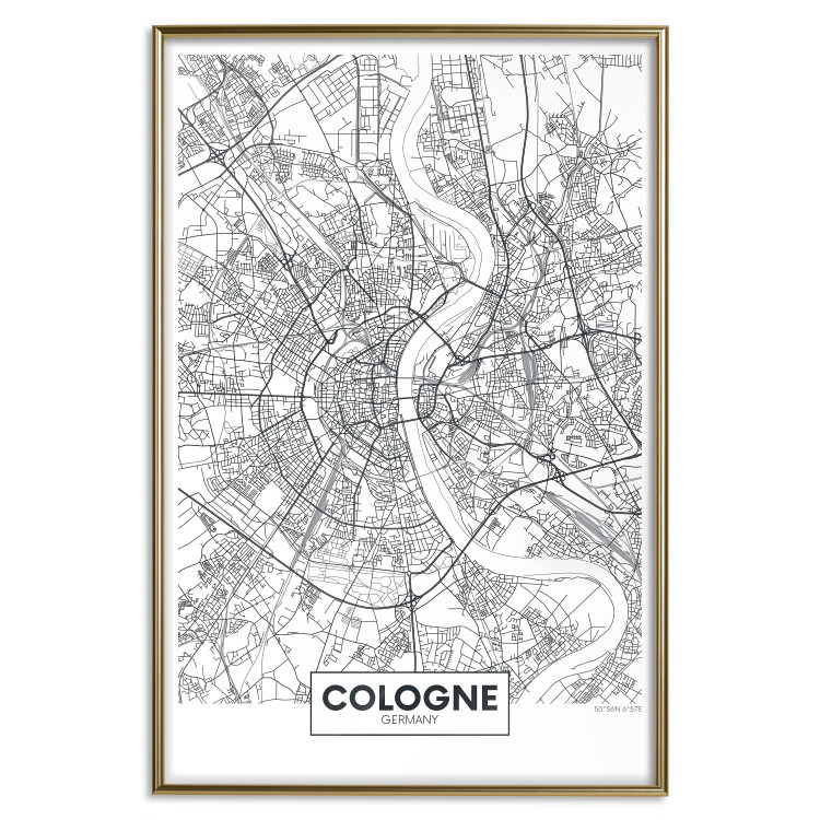 Wall Poster Cologne Map - black and white map of the German city on a light background 114404 additionalImage 16