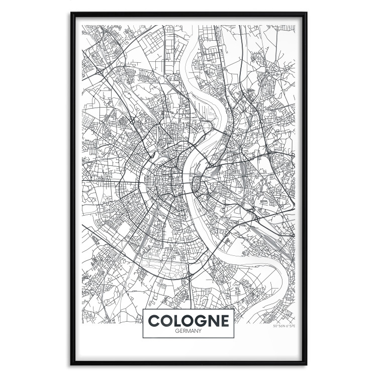 Wall Poster Cologne Map - black and white map of the German city on a light background 114404 additionalImage 18