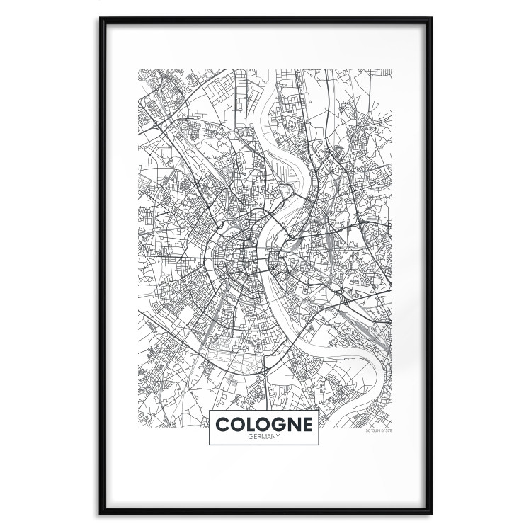 Wall Poster Cologne Map - black and white map of the German city on a light background 114404 additionalImage 15