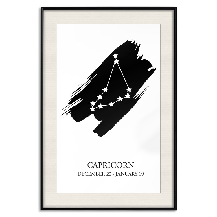 Wall Poster Zodiac signs: Capricorn - black and white star constellation and texts 114804 additionalImage 18