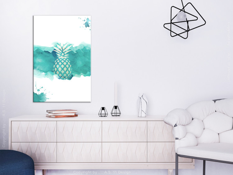 Canvas Print Fruit of art - pineapple on a blue, watercolour background 115304 additionalImage 3