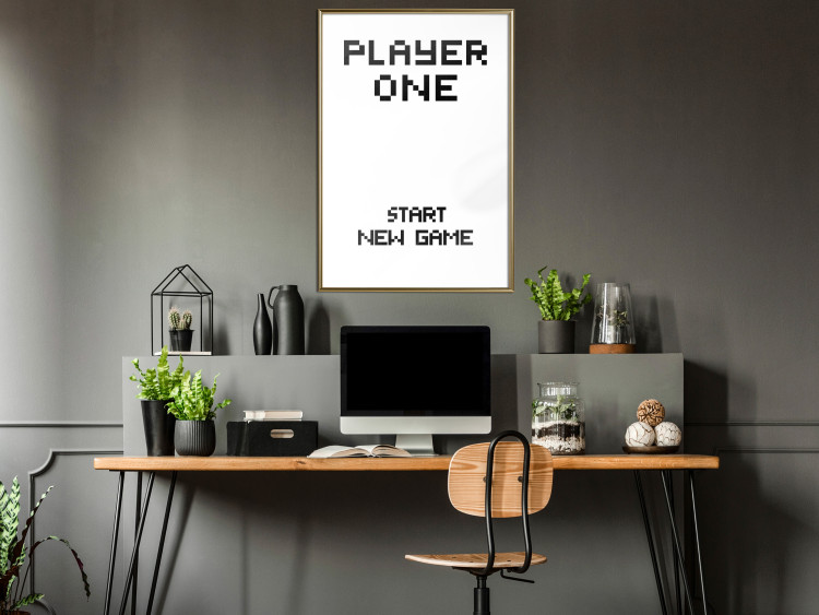 Wall Poster Start new game - black and white simple composition with English texts 116804 additionalImage 5