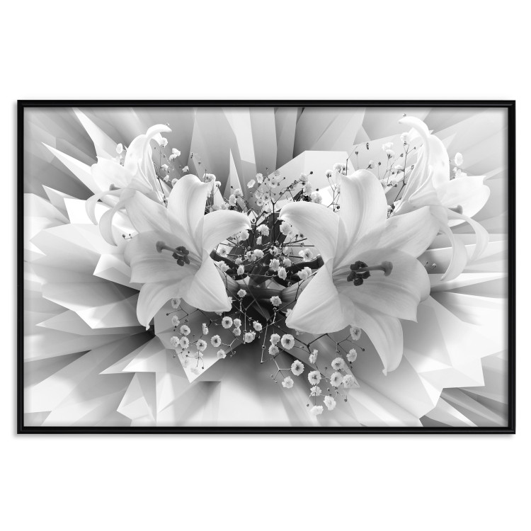 Poster Geometric Bouquet - black and white unique abstraction in lily flowers 117204 additionalImage 18