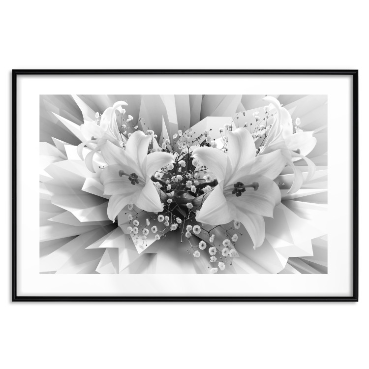 Poster Geometric Bouquet - black and white unique abstraction in lily flowers 117204 additionalImage 15