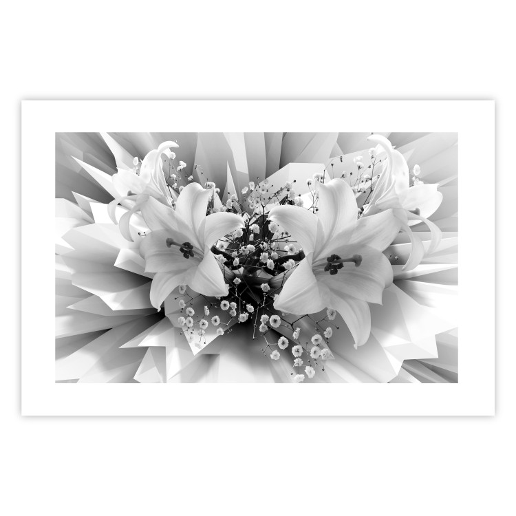 Poster Geometric Bouquet - black and white unique abstraction in lily flowers 117204 additionalImage 19