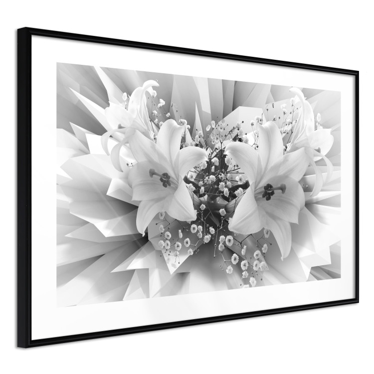 Poster Geometric Bouquet - black and white unique abstraction in lily flowers 117204 additionalImage 11