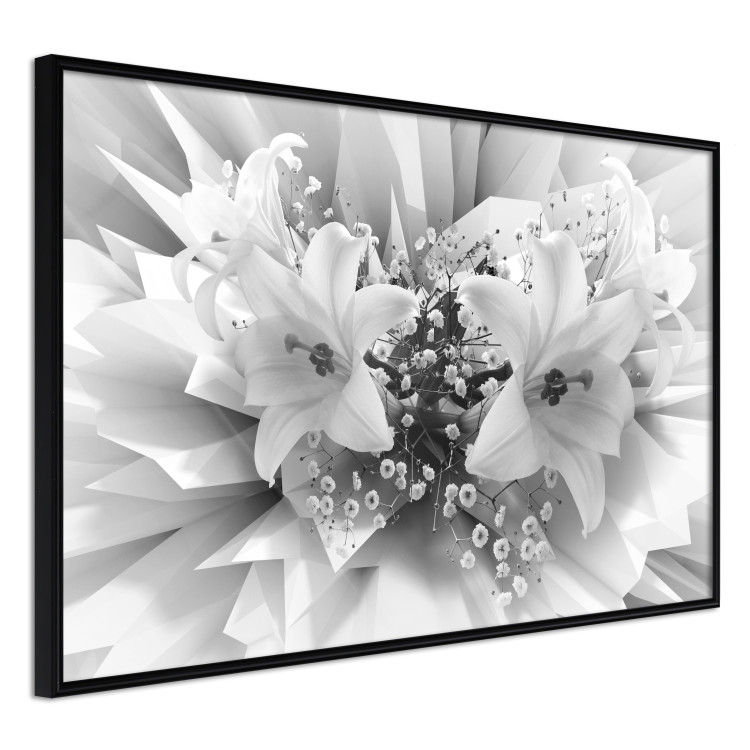 Poster Geometric Bouquet - black and white unique abstraction in lily flowers 117204 additionalImage 10
