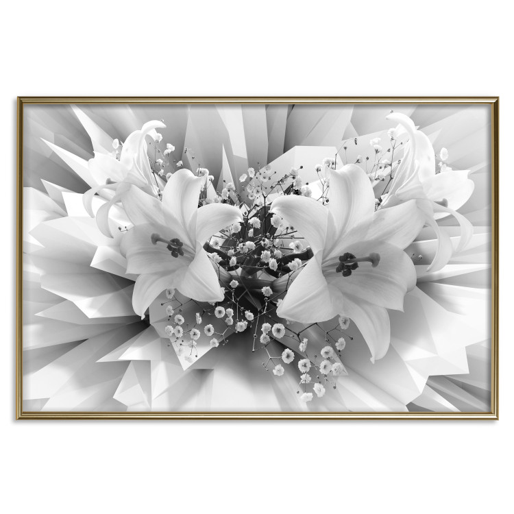 Poster Geometric Bouquet - black and white unique abstraction in lily flowers 117204 additionalImage 16