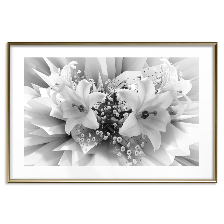 Poster Geometric Bouquet - black and white unique abstraction in lily flowers 117204 additionalImage 14