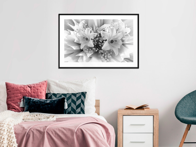 Poster Geometric Bouquet - black and white unique abstraction in lily flowers 117204 additionalImage 4