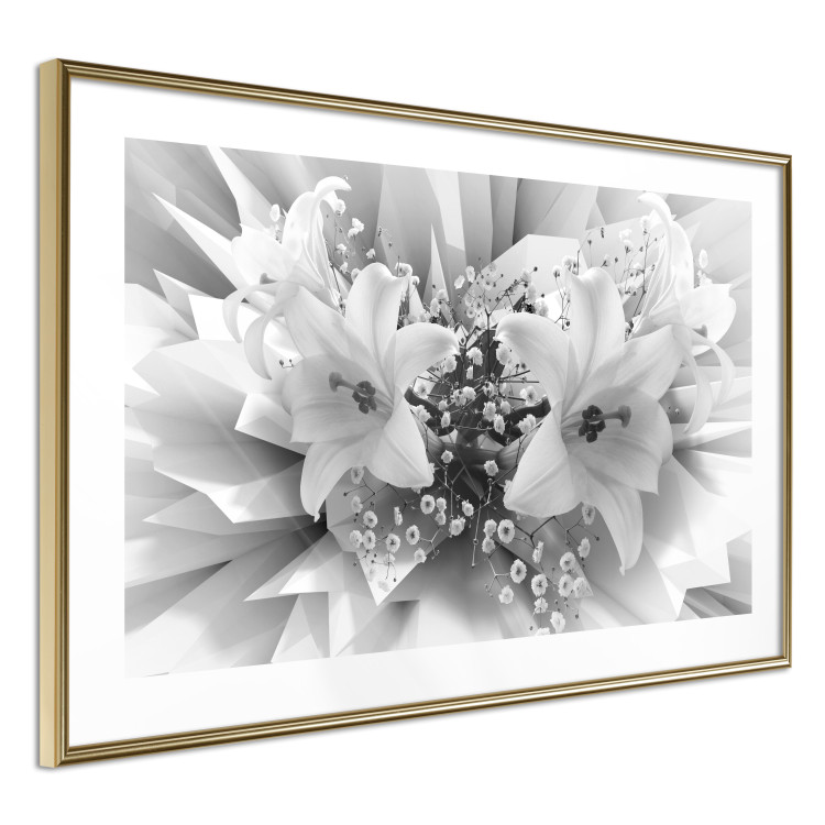 Poster Geometric Bouquet - black and white unique abstraction in lily flowers 117204 additionalImage 6