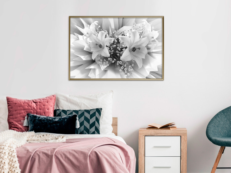 Poster Geometric Bouquet - black and white unique abstraction in lily flowers 117204 additionalImage 5