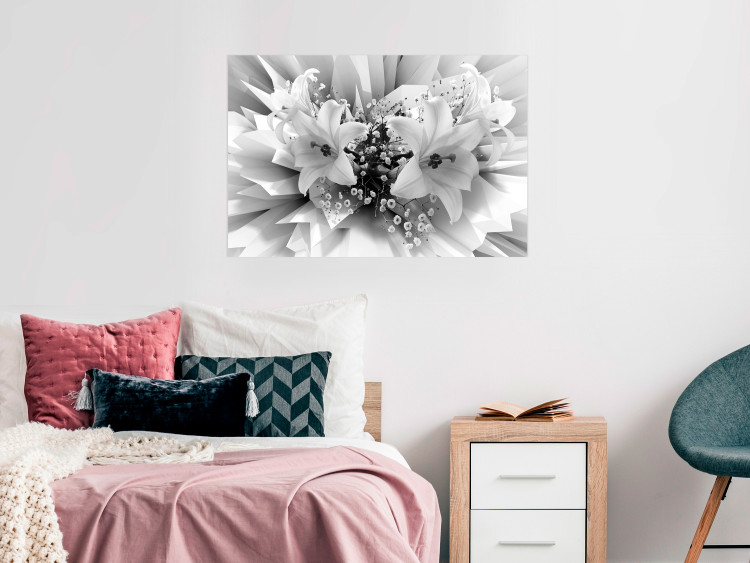 Poster Geometric Bouquet - black and white unique abstraction in lily flowers 117204 additionalImage 17