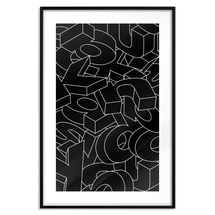Wall Poster Alphabet - black and white composition filled with dimensional letters 117404 additionalImage 25