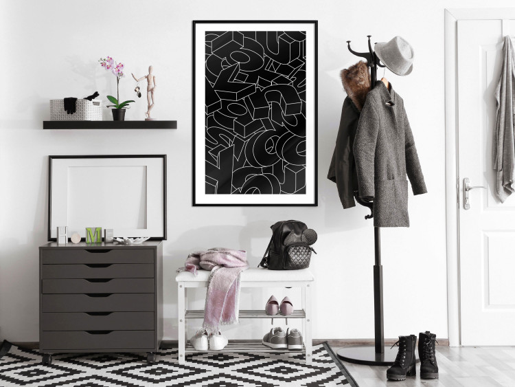 Wall Poster Alphabet - black and white composition filled with dimensional letters 117404 additionalImage 6